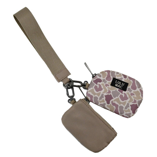 Lulu Mac Double Pouch Wristlets Camo/Beige