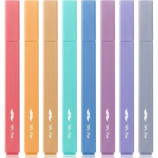 Mr. Pen- Aesthetic Highlighters, 8 Pcs, Chisel Tip, Muted Pastel Color, No Bleed
