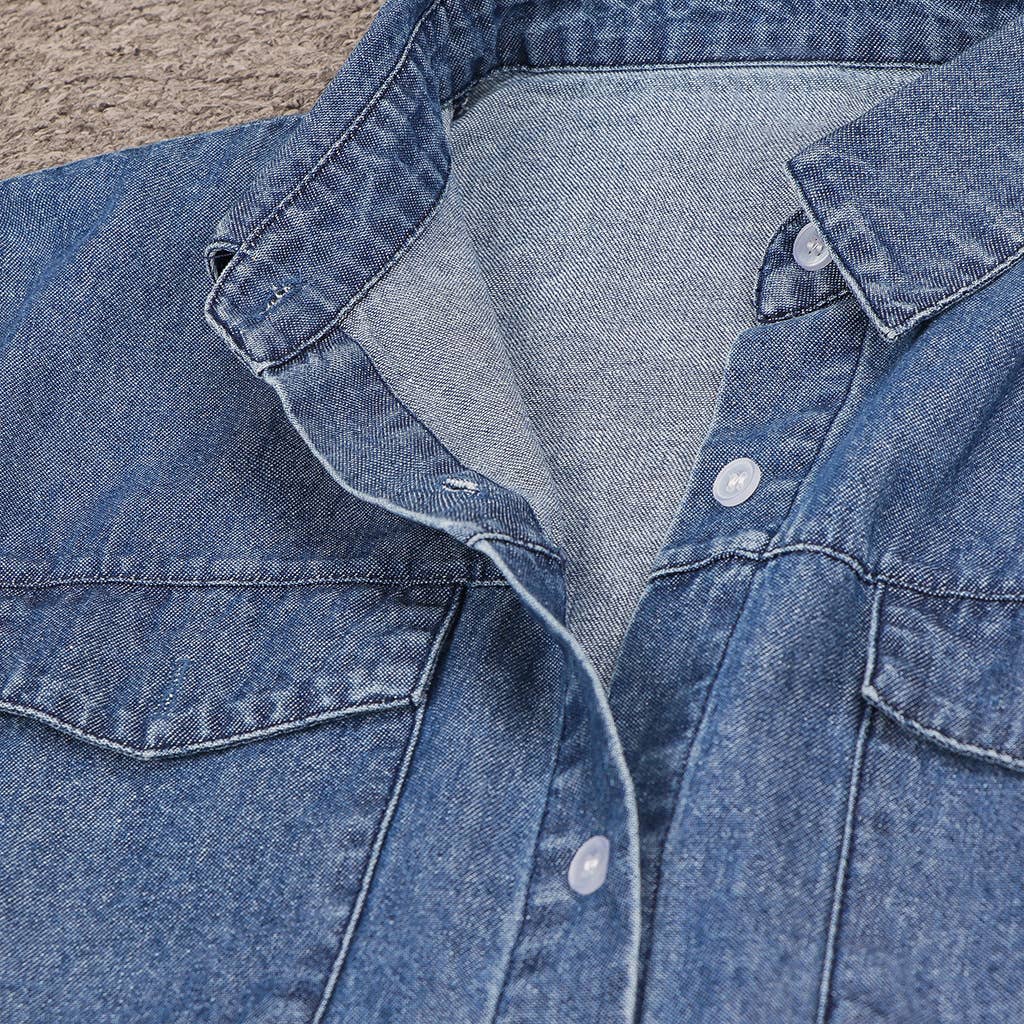 Women's Long Denim Dress with Button Front