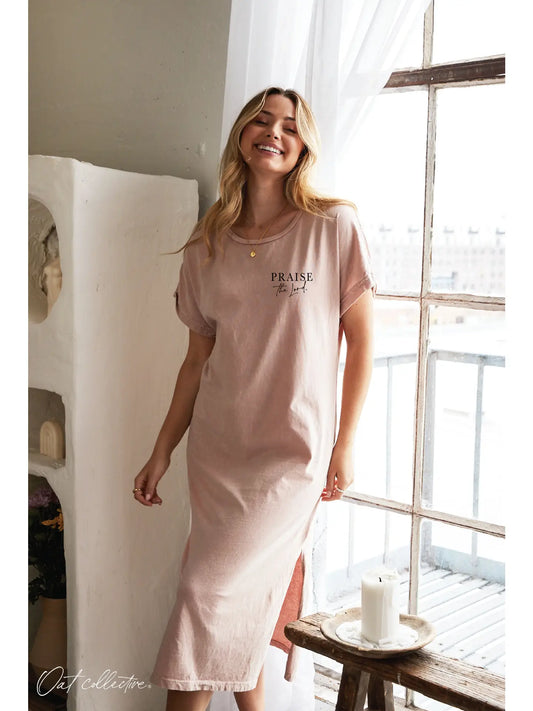 PRAISE THE LORD Mineral Washed Graphic Dress
