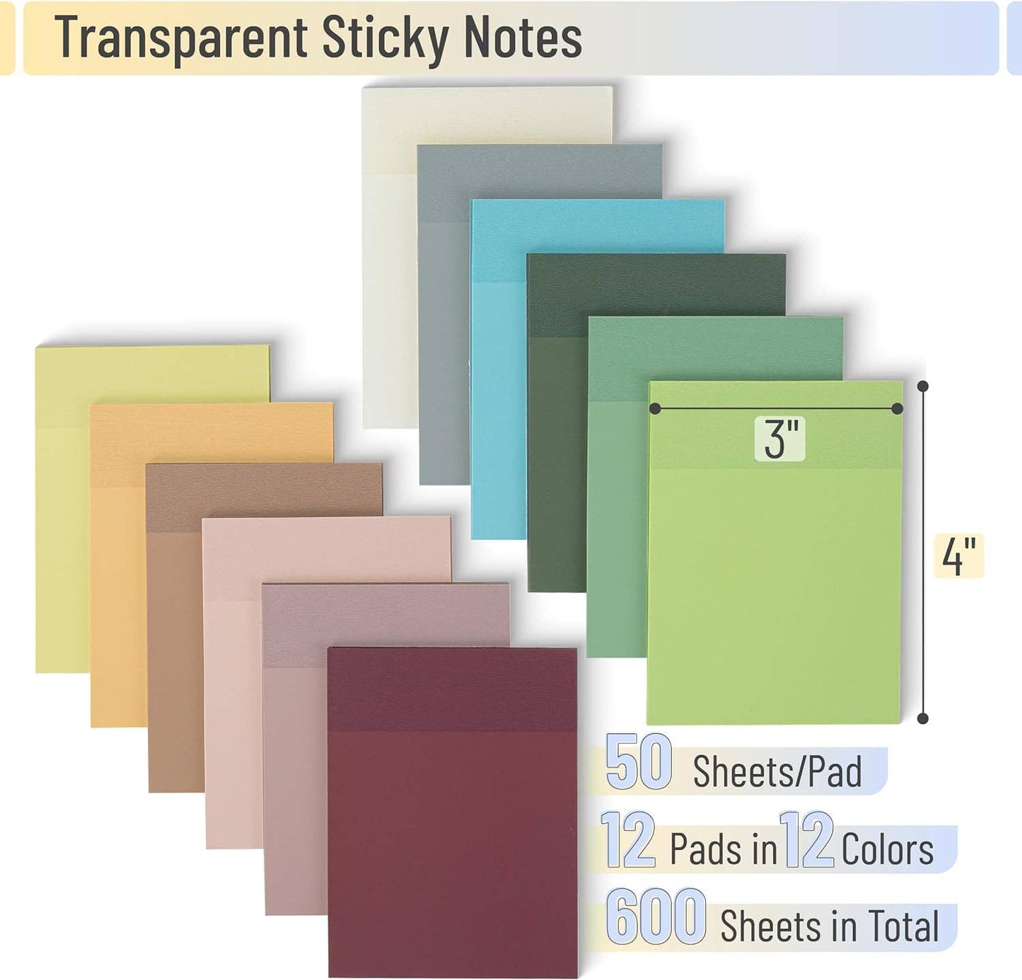 Mr. Pen Transparent Sticky Notes - 600 Sheets, 3"x4"