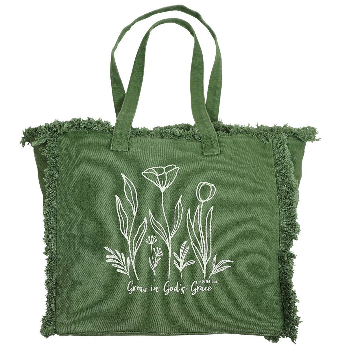 Grace & truth Tote Bag Grow In God's Grace: Green
