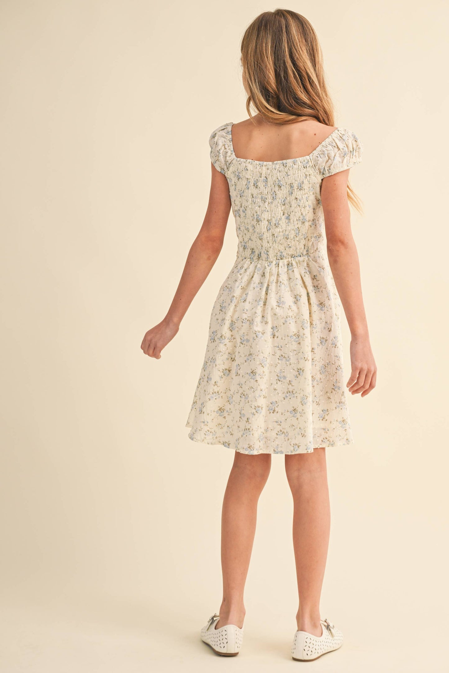 TWEEN GIRLS KIDS RUCHED SHOULDER MINI DRESS