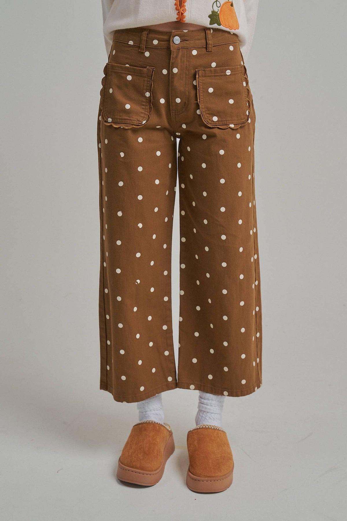 WIDE LEG POLKA DOT PANTS