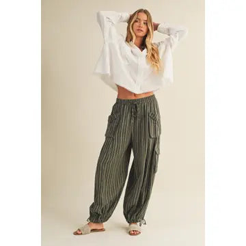 Striped Cargo Pants | OLIVE