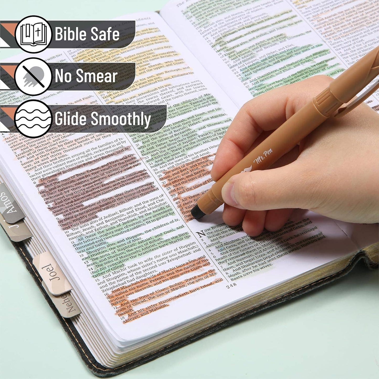 16 Pack Assorted Colors Bible Highlighters, No Bleed