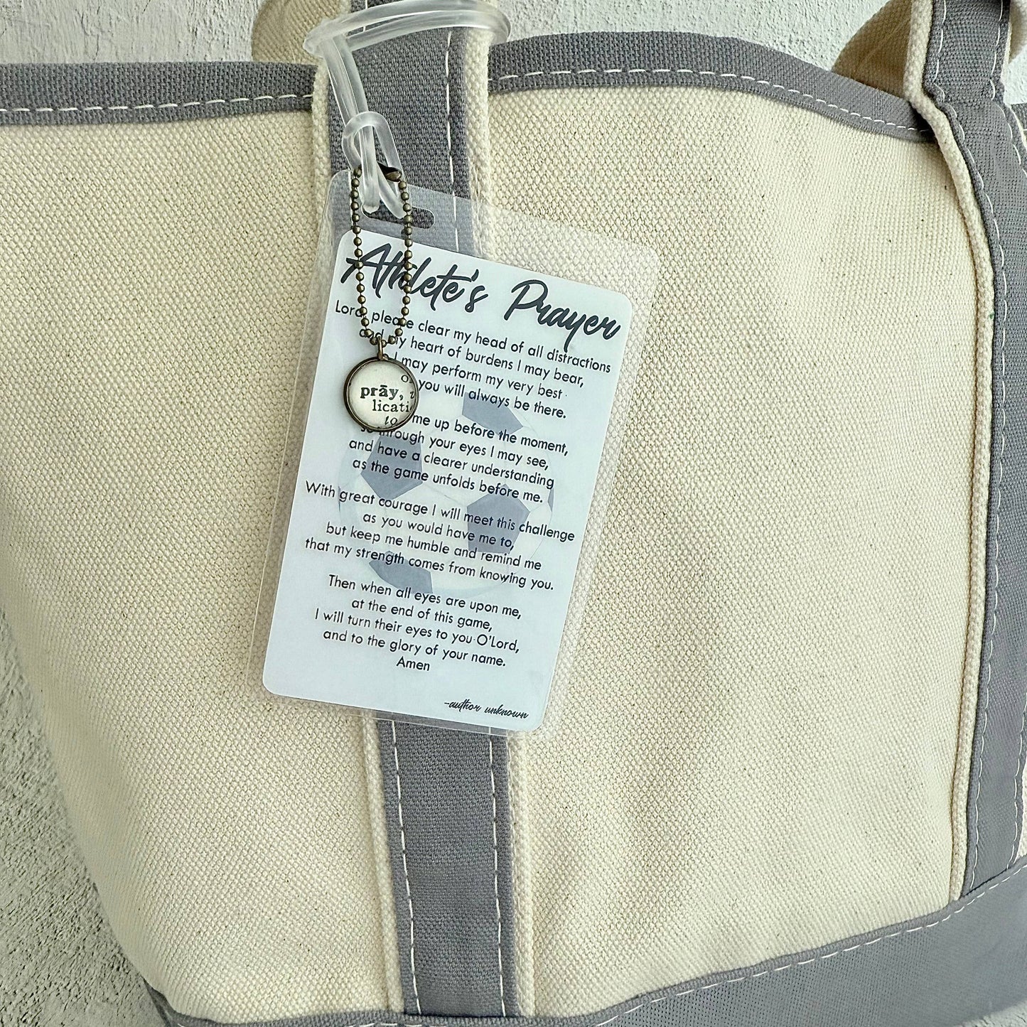 Sports Prayer Bag Tag / Bookmark / Prayer Card with Charm : Soccer