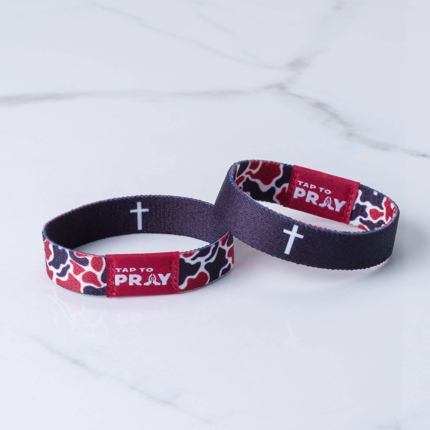 Tap To Pray™ Wristbands - Team Camo - Maroon & Black: Large