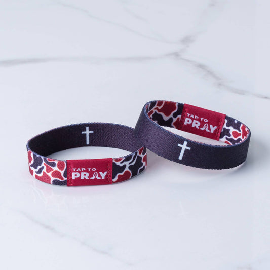 Tap To Pray™ Wristbands - Team Camo - Maroon & Black: Large