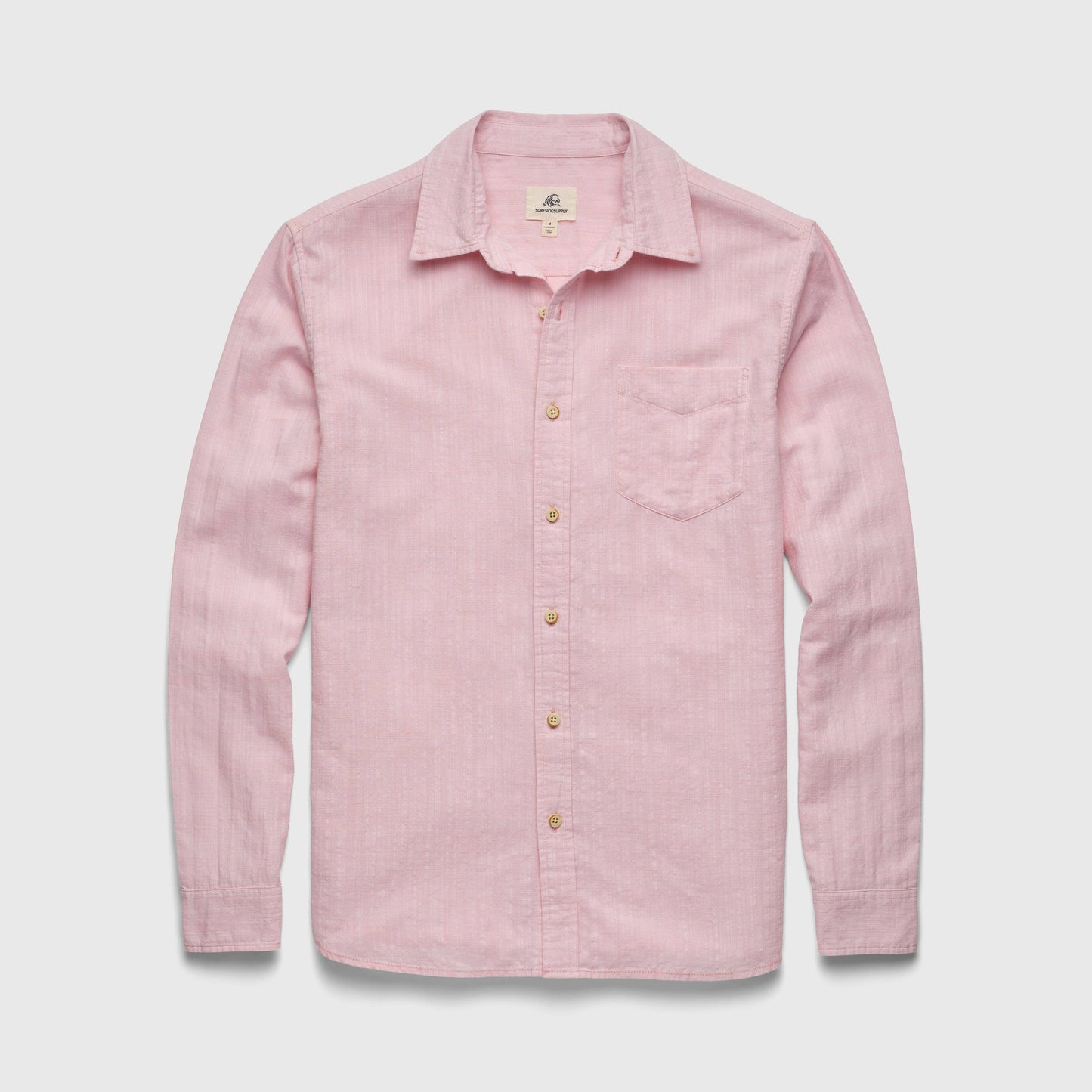 Long Sleeve Collared Button Down Shirt - Coral Blush