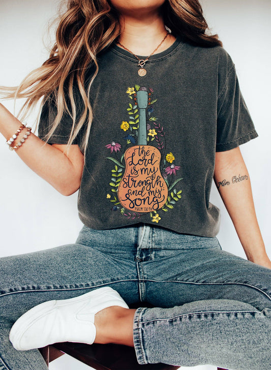 The Lord is My Strength and My Song T-Shirt: Blue Jean