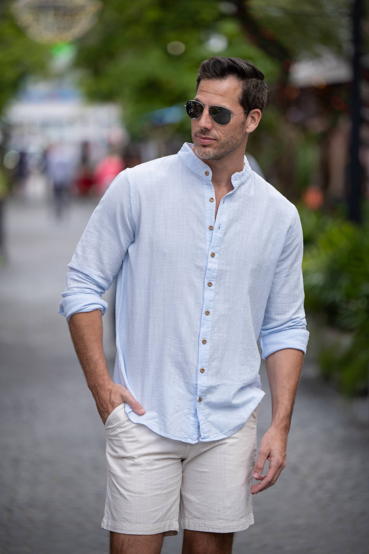 Men's Light Blue Button-Down Shirt