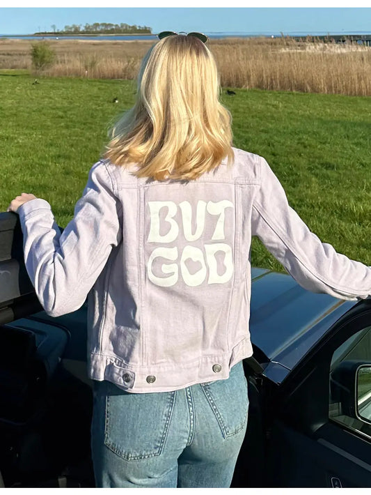 But God Cropped Denim Jacket