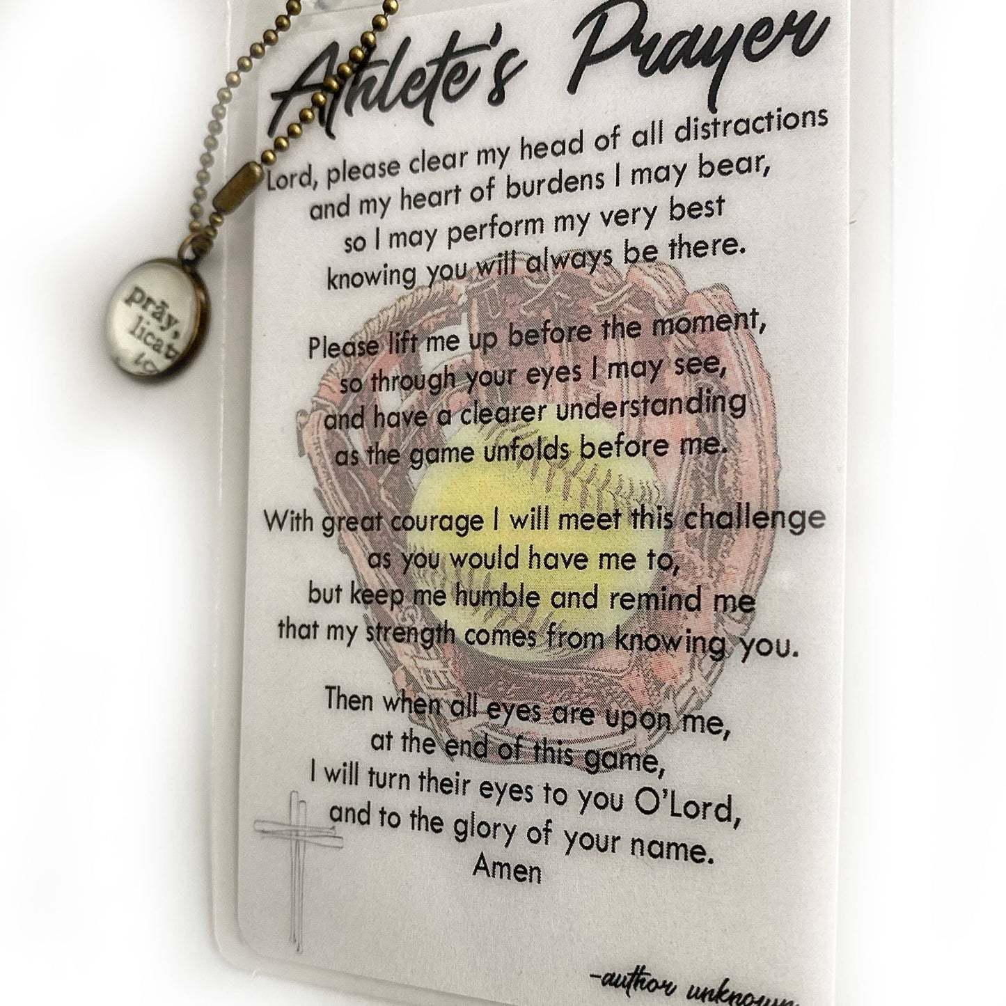 Sports Prayer Bag Tag / Bookmark / Prayer Card with Charm : Baseball