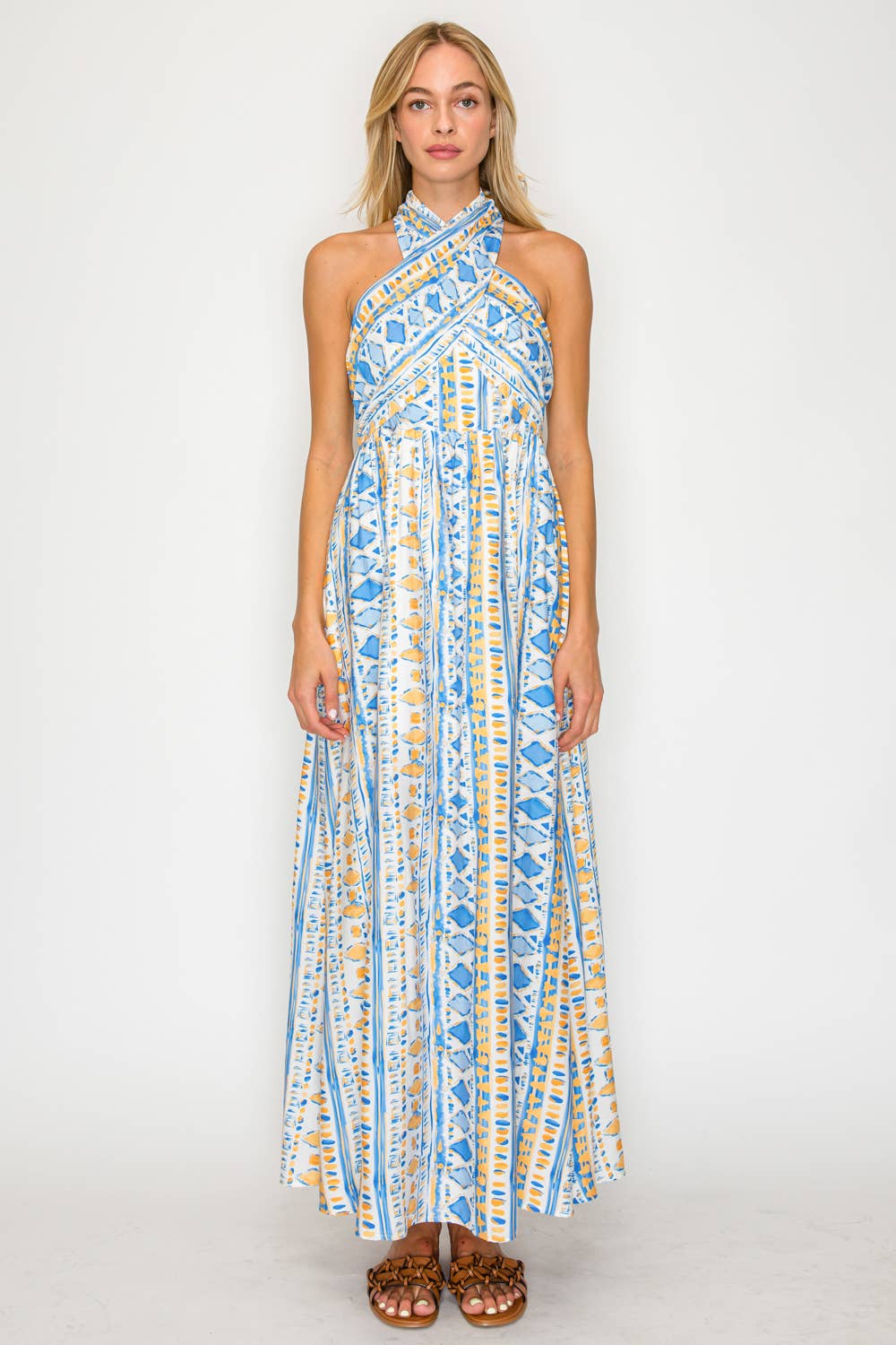 Aegean Rhythm Halter Dress