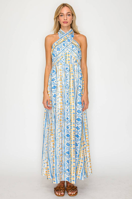 Aegean Rhythm Halter Dress