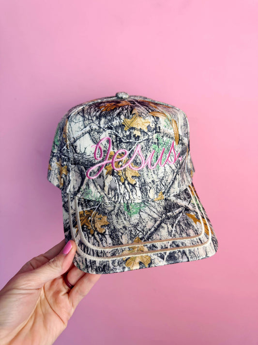 Jesus Hat: Camo - Pink Thread