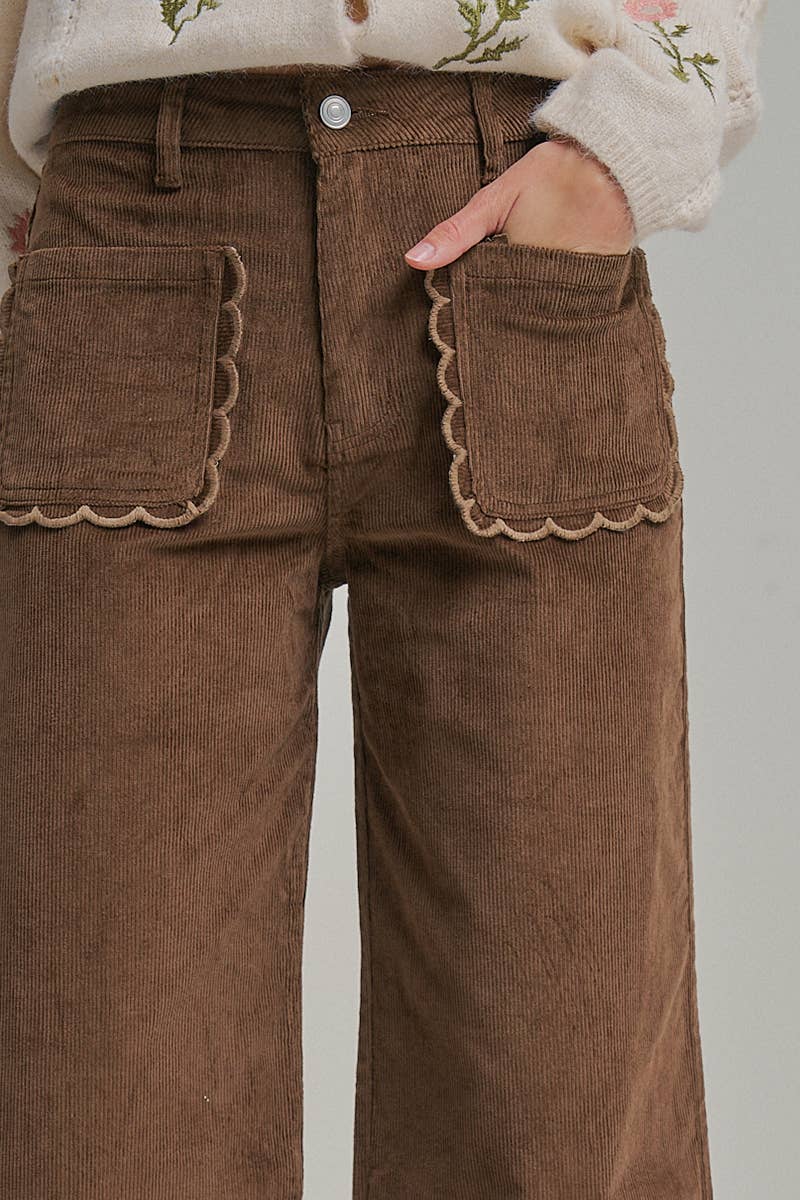 STRETCH CORDUROY WIDE LEG PANTS