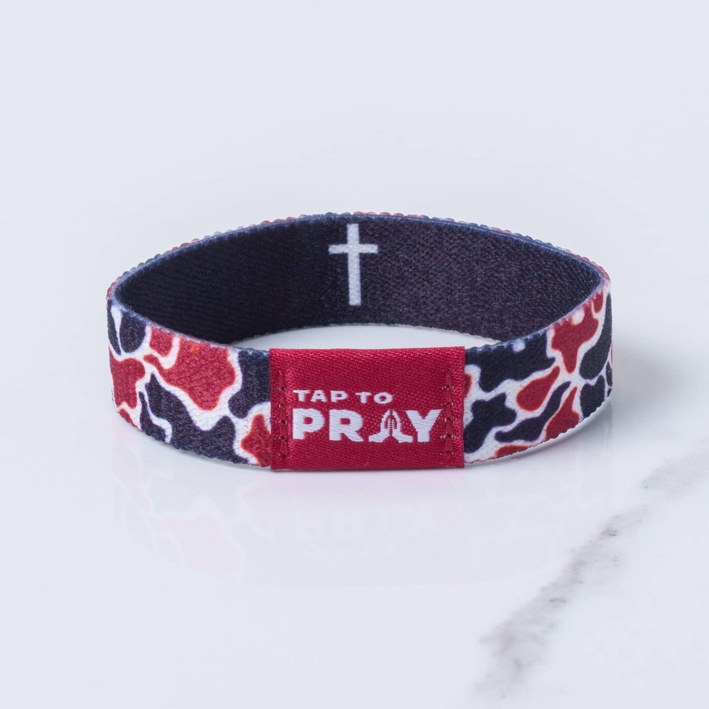 Tap To Pray™ Wristbands - Team Camo - Maroon & Black: Large
