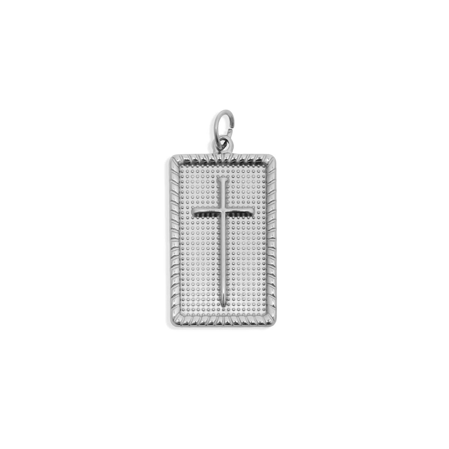 18K Gold PVD Stainless Steel Square Pendant with Cross