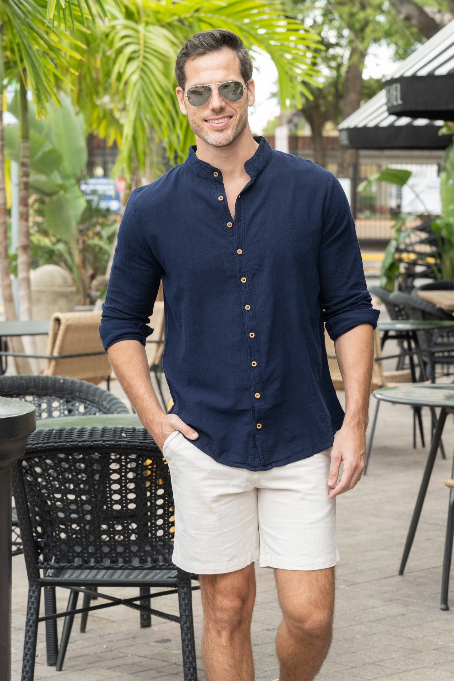 Men's Dark Blue Button-Down Shirt