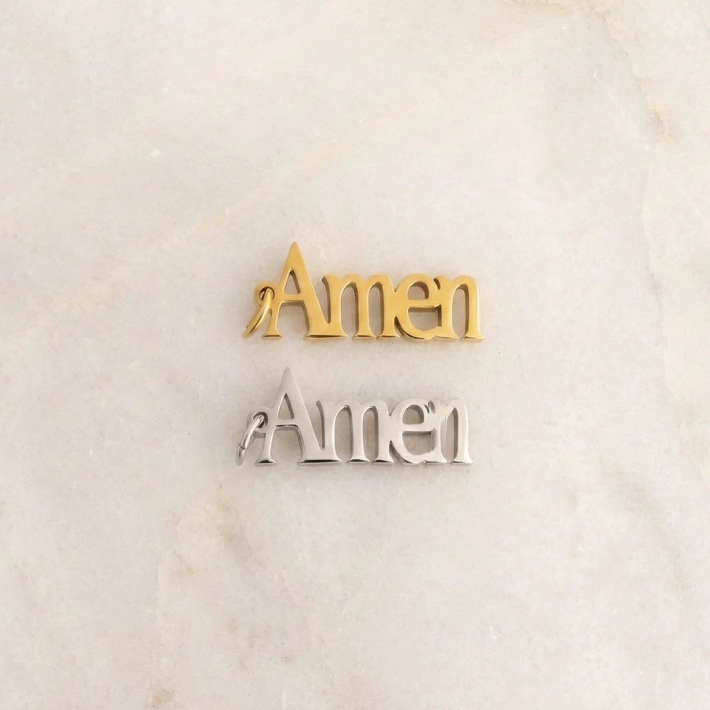 18K Gold PVD Stainless Steel Amen Word Charm