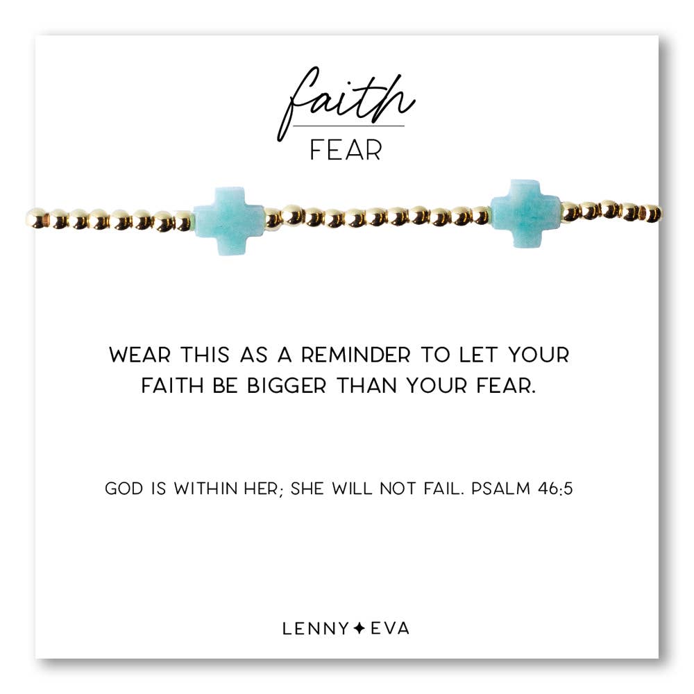 Faith Over Fear Combo: Bracelet-Amazonite Gems