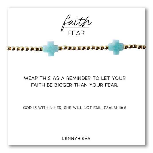 Faith Over Fear Combo: Bracelet-Amazonite Gems