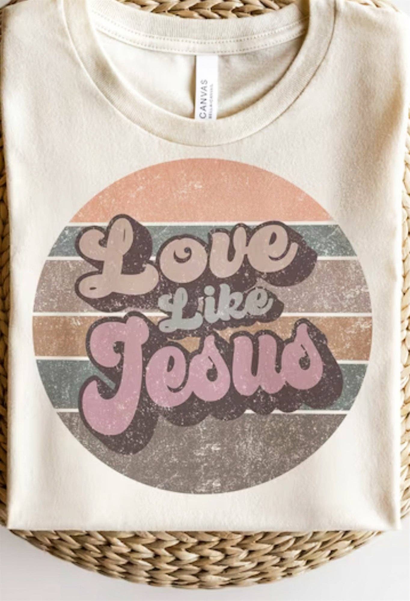 Love Like Jesus Retro Tee: Natural