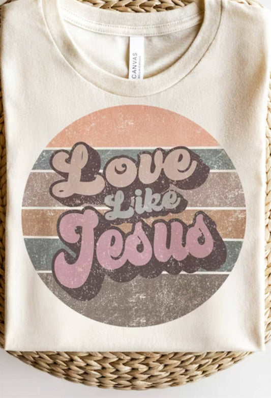 Love Like Jesus Retro Tee: Natural