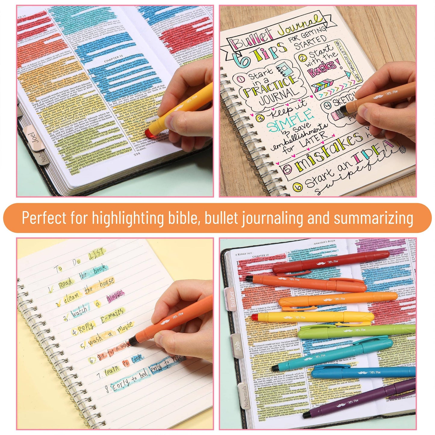 Mr Pen Gel Bible Highlighters 16 Pack Assorted Colors