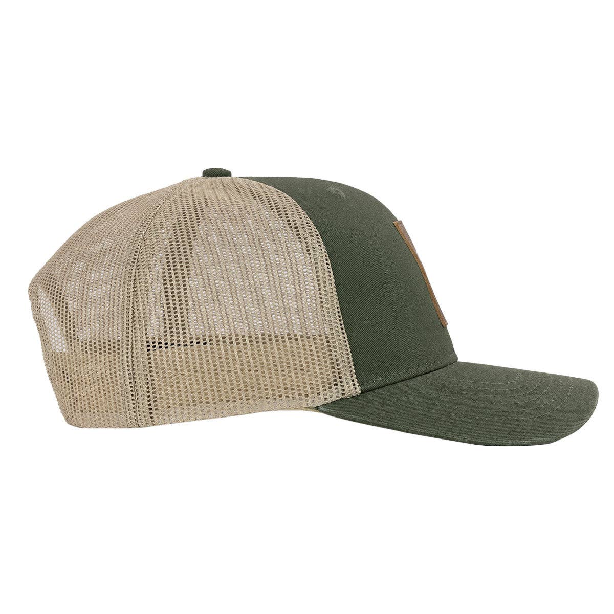 Kerusso Mens Cap Leather Cross Olive