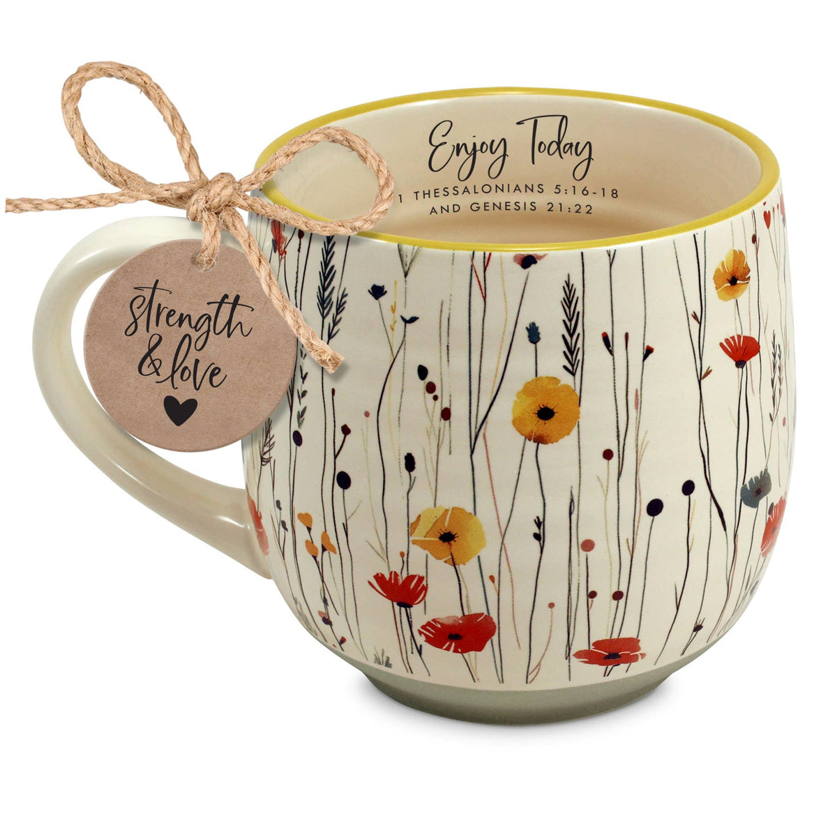 Mug Enjoy Today Floral Strength and Love