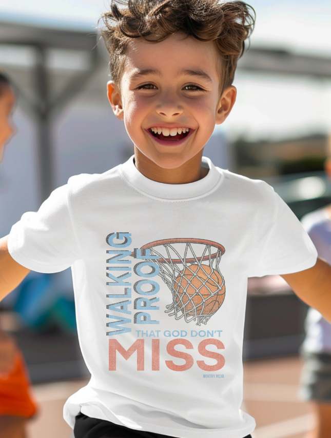 God Don't Miss - Basketball Tee - Youth: White