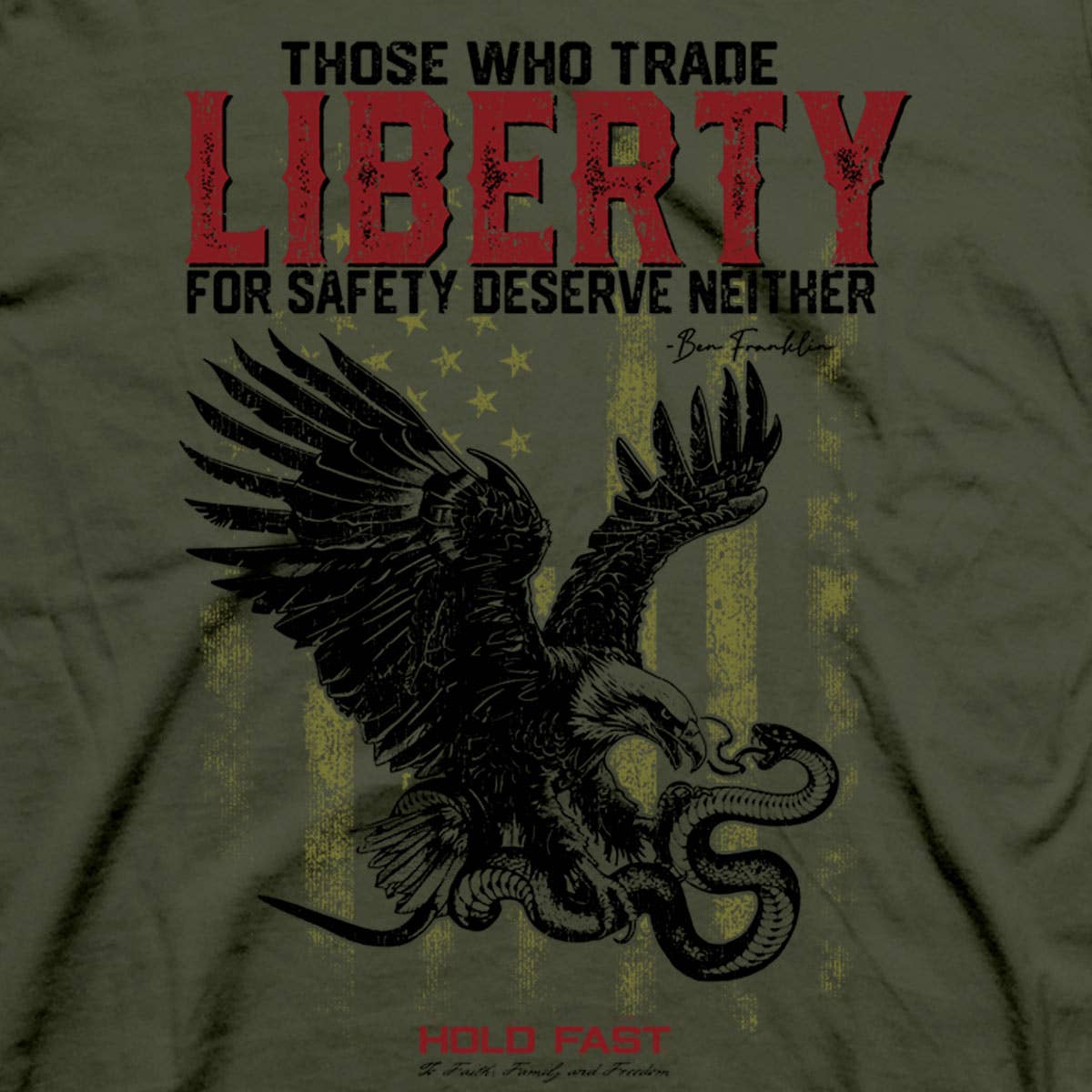 HOLD FAST Mens T-Shirt Liberty Eagle: Military Green