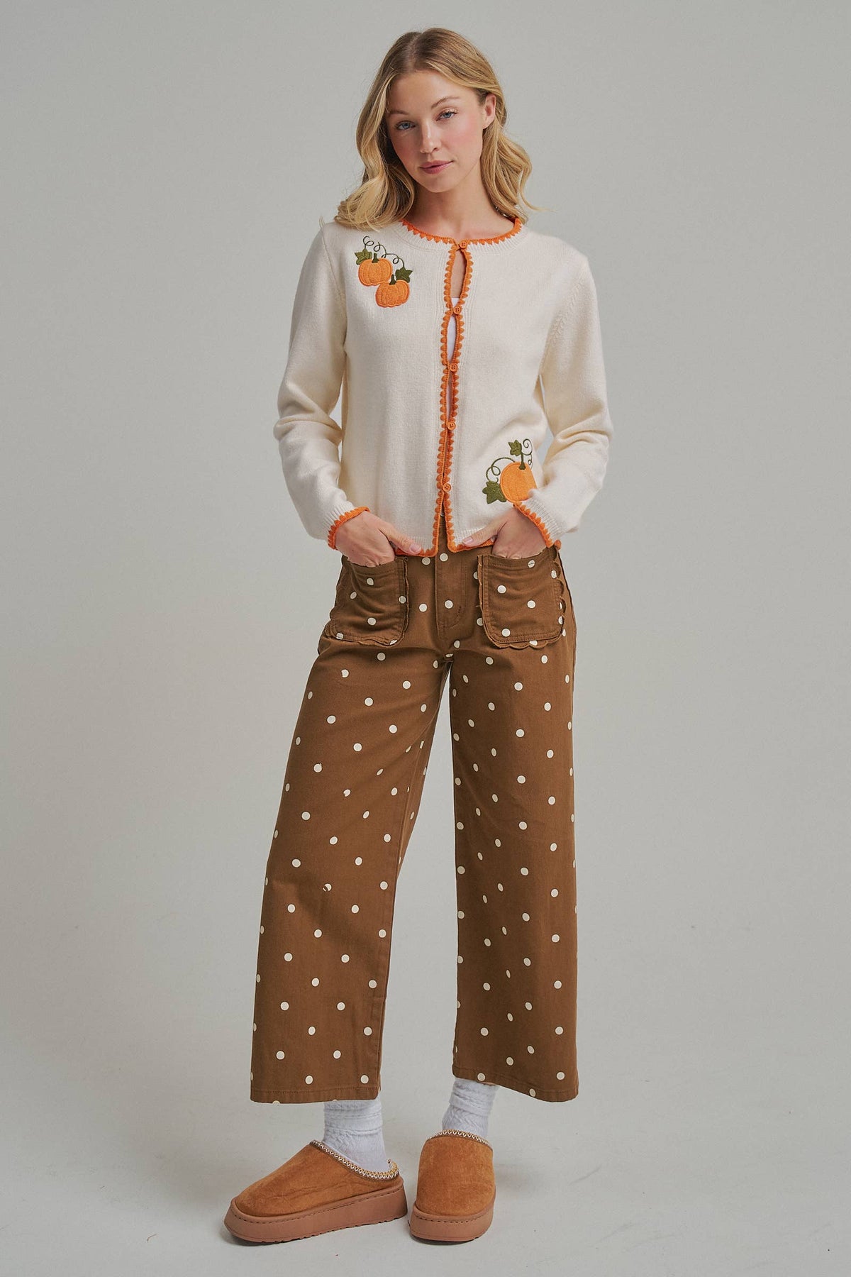 WIDE LEG POLKA DOT PANTS