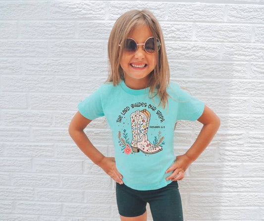 The Lord Guides Our Steps Youth Faith Graphic Tee