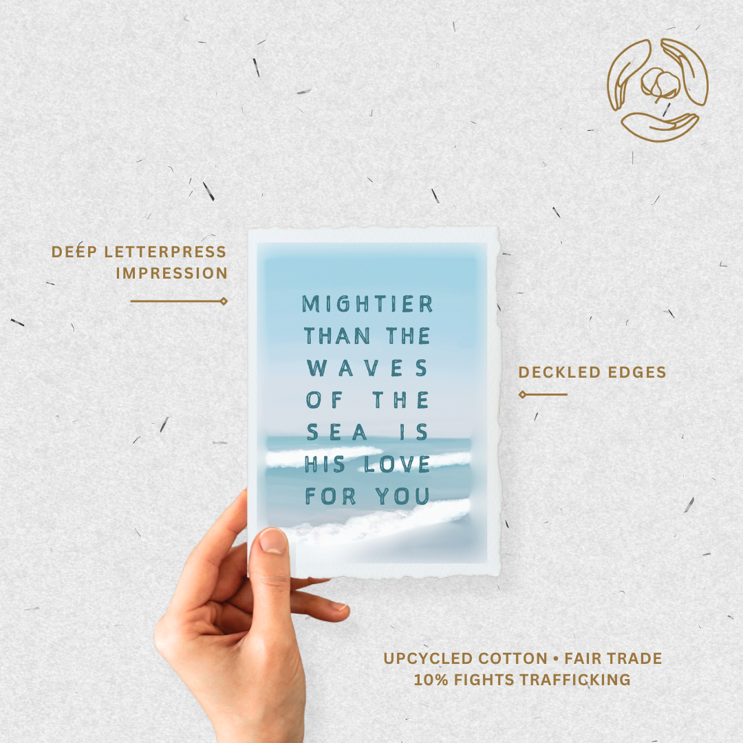 Mightier than the waves, His love | Christian Greeting Card