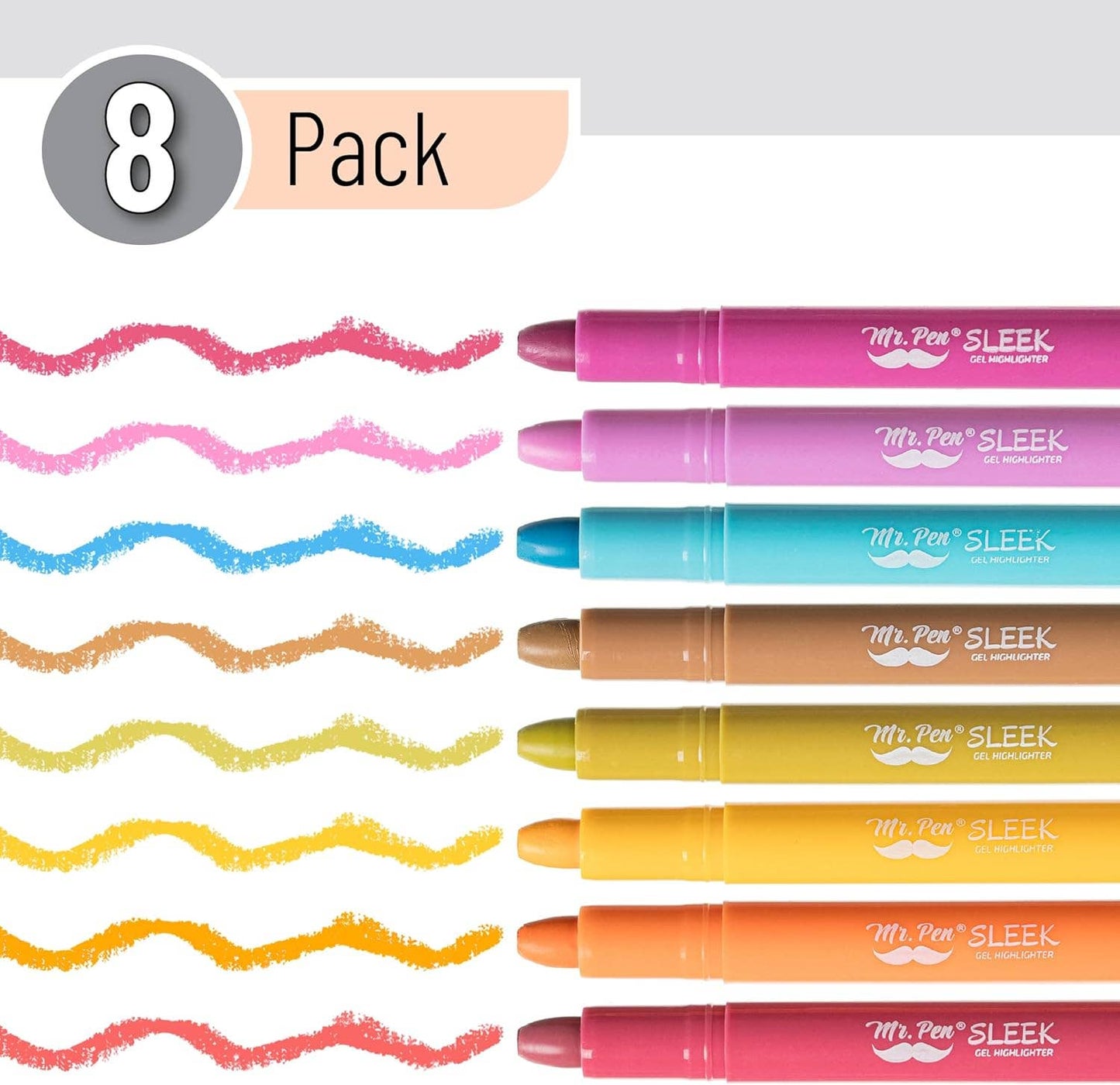 Mr. Pen- Gel Highlighter, 8 Pack, Sunshine & Smiles, Bible Highlighters No Bleed, No Bleed Highlighters, Bible Highlighter, Bible Markers