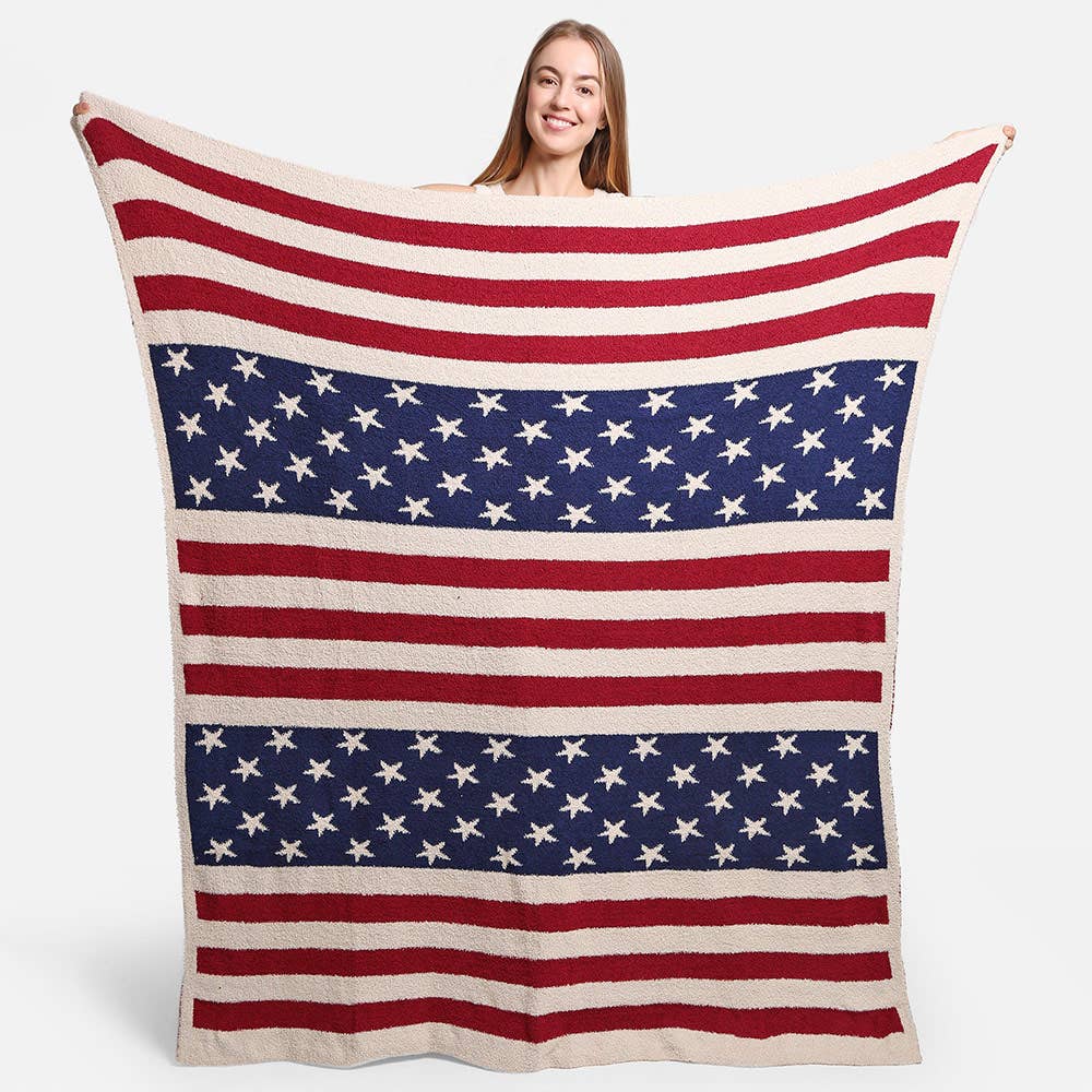 Reversible American USA Flag Throw Blanket