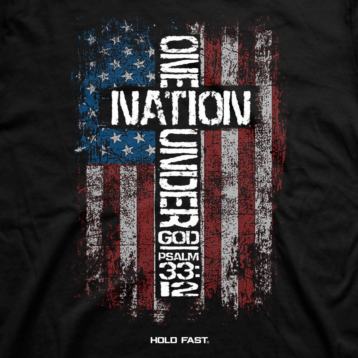 HOLD FAST Men's T-Shirt One Nation Flag: Black