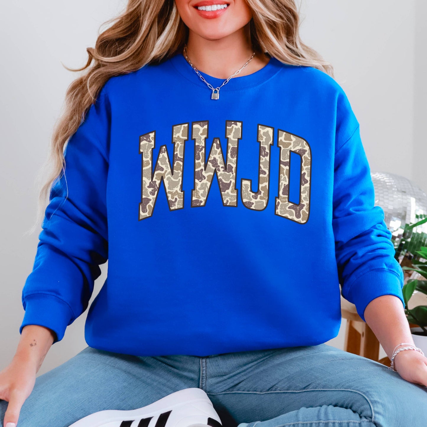 WWJD Camo Christian Graphic Sweatshirt