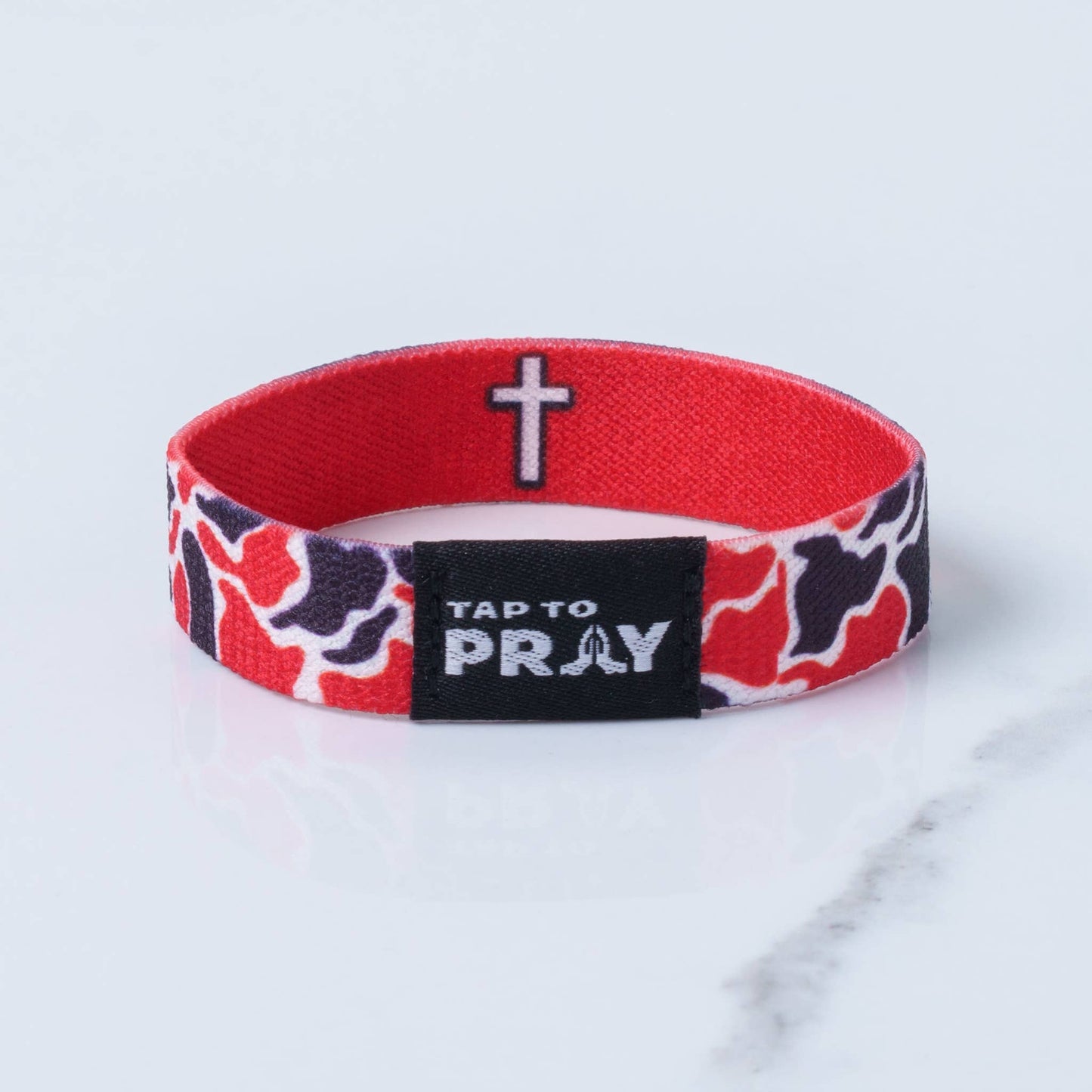 Tap To Pray™ Wristbands - Team Camo - Red & Black: Large