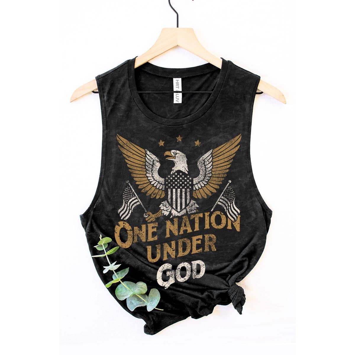ONE NATION UNDER GOD MINERAL GRAPHIC TANK TOP: Mineral Black