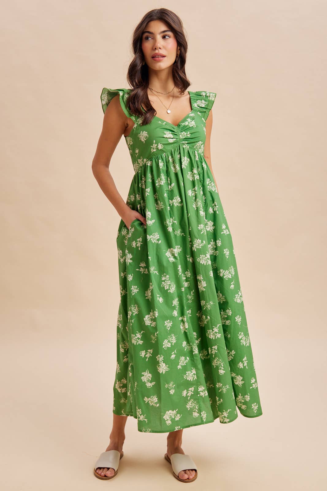COTTON FLORAL MAXI DRESS