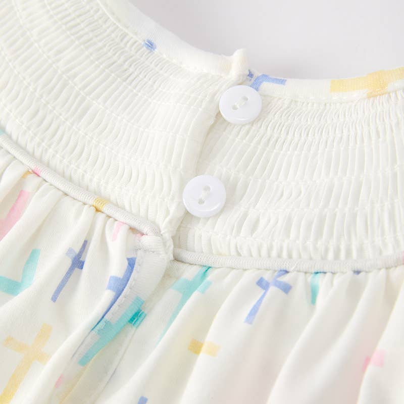 Baby Girls Easter Cross Smocking Embroidery Romper