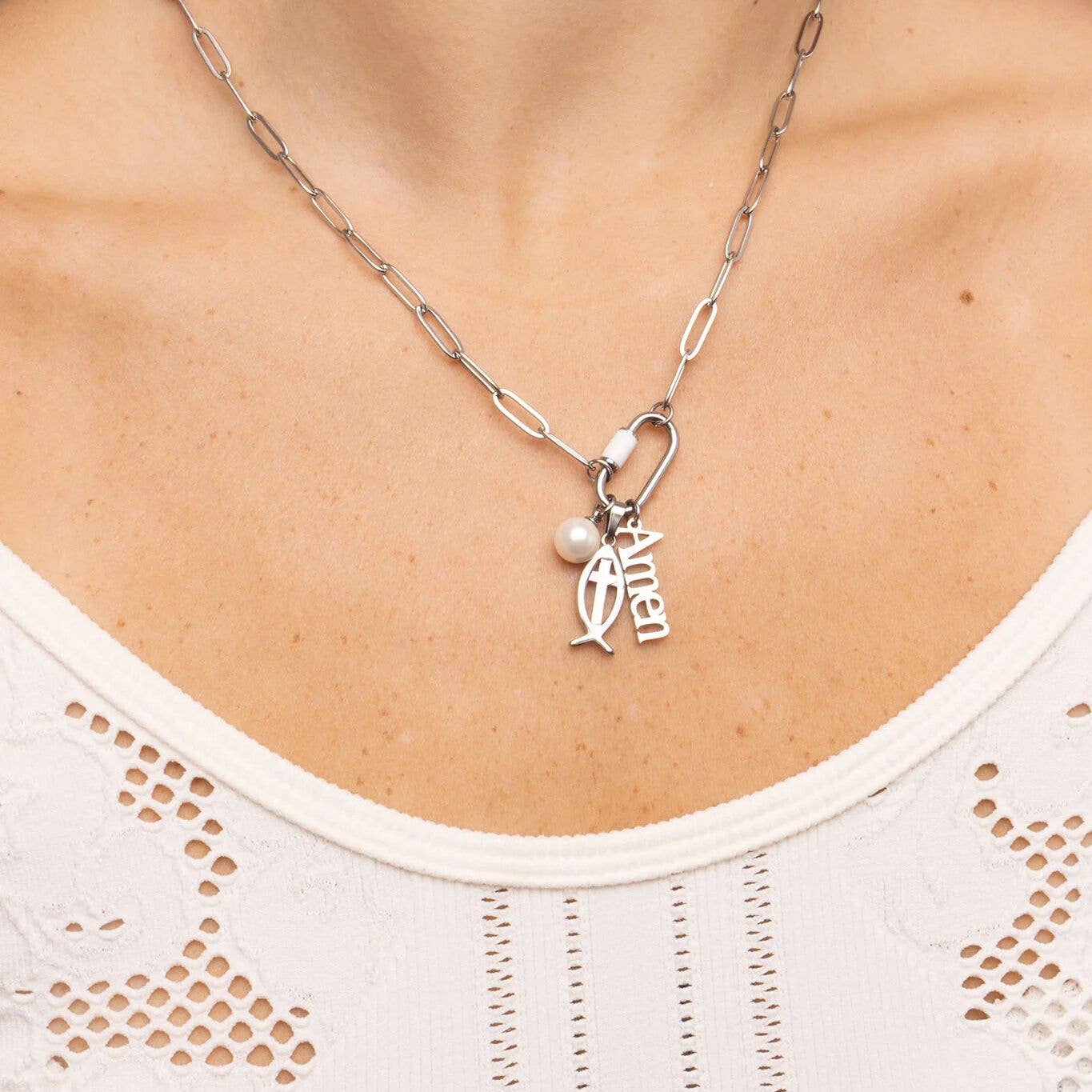 18K Gold PVD Stainless Steel Amen Word Charm