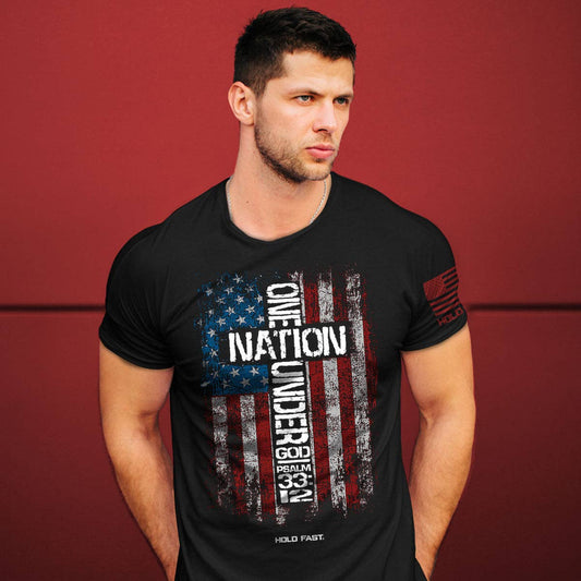 HOLD FAST Men's T-Shirt One Nation Flag: Black