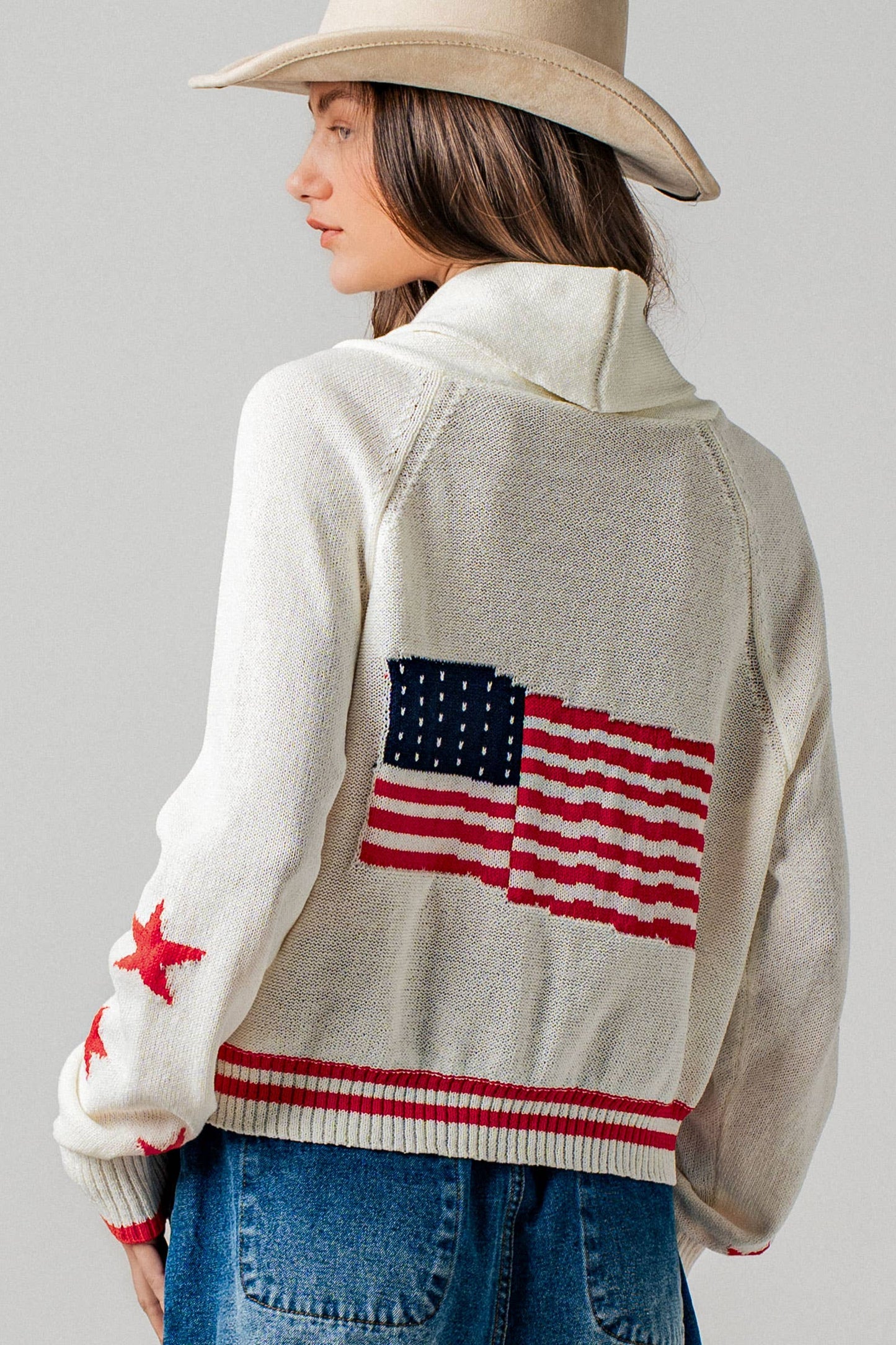 American Flag Star Shawl Collar Cardigan