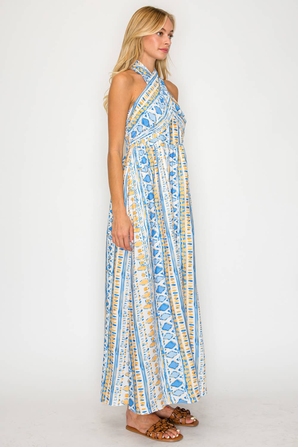 Aegean Rhythm Halter Dress